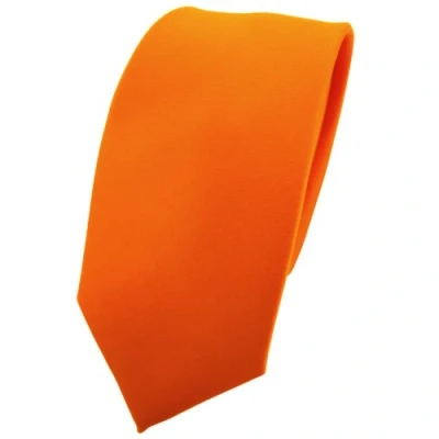 Afbeelding van TigerTie Herenstropdas smalle satijnen stropdas van 6 cm in effen design, ideaal voor zakelijke afspraken, feestelijke gelegenheden en vrije tijd, oranje pasteloranje lichtoranje, Krawattengröße: