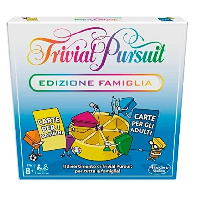Afbeelding van Hasbro Gaming Trivial Pursuit Family Edition, bordspel voor familieavonden, quizavonden, vanaf 8 jaar, spel in de doos, meerkleurig