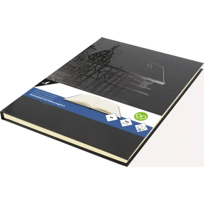 Afbeelding van Kangaro dummyboek A4 zwart met design 160 blanco pagina&#039;s 140 grams crème papier hard cover K 5566
