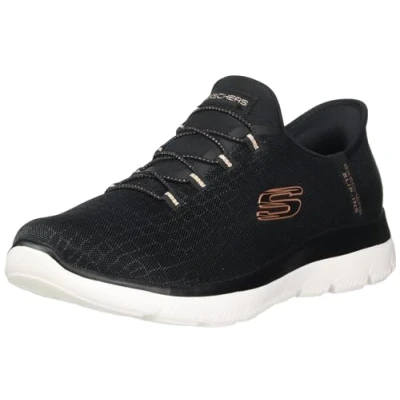 Afbeelding van Skechers Summits Classy Night Damessneakers met veters, zwart, roségoud, 38.5 EU