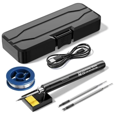 Afbeelding van Treedix Draadloze soldeerbout kit, USB oplaadbare draagbare soldeerbout, 8W laskit met drie ijzeren tips, instelbare temperatuur 300℃ tot 450 ℃, Elektrische pen voor reparatie