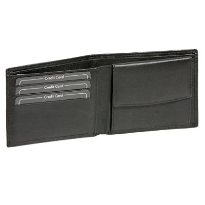 Afbeelding van LEAS Portemonnee voor dames en heren, zeer dun, echt leer, zwart, standaard verzameling, 11,5 x 9 cm, zwart., 11,5x9cm