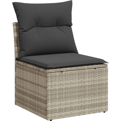 Afbeelding van Tuinstoel zonder armleuning met kussens poly rattan lichtgrijs
