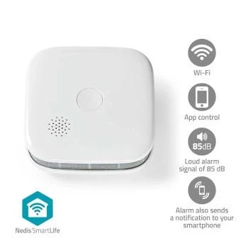 Afbeelding van Nedis SmartLife Rookmelder Wi Fi Batterij Gevoed Levenscyclus sensor: 10 Jaar EN 14604 Max. batterijduur: 24 Maanden 85 dB Wit 1 Stuks