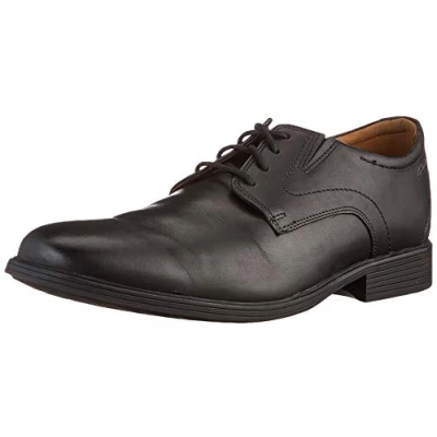 Afbeelding van Clarks Whiddon Plain heren Oxford instapschoen Plain, zwart leder , 45 EU Breed