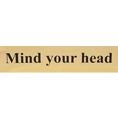 Afbeelding van Bord met opschrift &quot;Mind Your Head&quot;, zelfklevend, PVC, gepolijst, goudkleurig, 200 x 50 mm