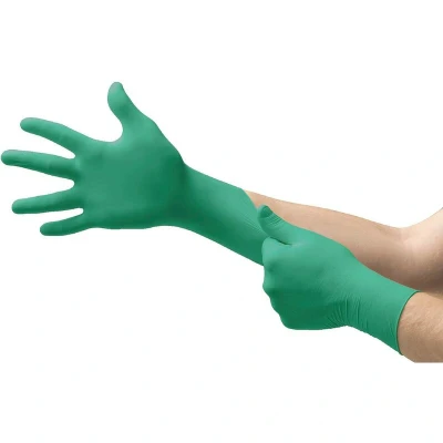 Afbeelding van Ansell Touchntuff 92 500 Wegwerpnitrilhandschoenen, Poeders, Hoge Chemische En Mechanische Bescherming, Voedselcontact, Industriële Veiligheid, Latex, Groen, Maat M (100 Handschoenen)