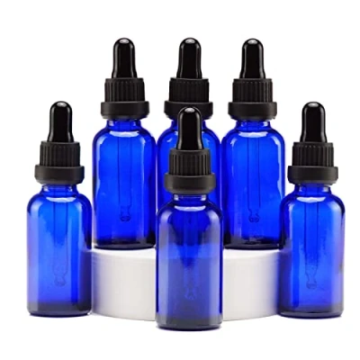 Afbeelding van Yizhao Blauw Glazen Druppelflesje 30ml, met Pipet Druppelaar, voor Essentiële olie, Aromatherapie, Cosmetica, Laboratorium, Apotheek, Reizen, Massage 6 Stuks