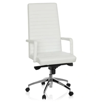 Afbeelding van Directiestoel Met Armleuning Leder Wit Ergonomisch