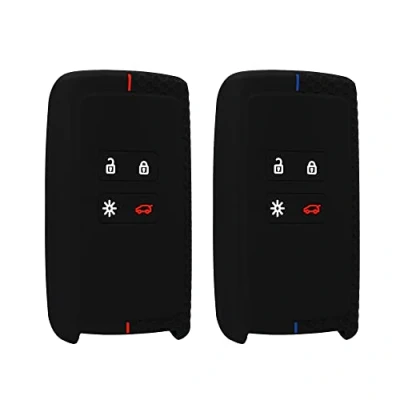 Afbeelding van kwmobile 2x Autosleutel hoesje geschikt voor Renault 4 knops Smartkey (alleen Keyless Go) behuizing in zwart / rood blauw