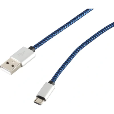 Afbeelding van USB Micro B naar A kabel USB2.0 tot 2A / blauw nylon 2 meter