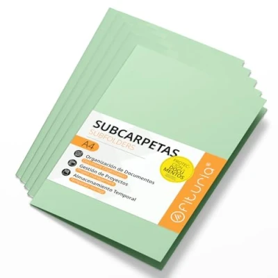 Afbeelding van Documentenmap van karton, A4, map papier, 180 g, voor documenten, verpakking met 50 gekleurde mappen kantoor het archiveren en sorteren papier horeca (groen)