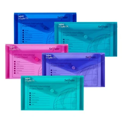 Afbeelding van Snopake DL Polyfile Popper portemonnee met drukknoopsluiting Electra assorti [Pack van 5] Ref: 10035