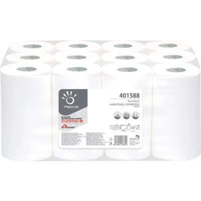 Afbeelding van Papernet papieren handdoeken Standard, centerfeed, 1 laags, 117 meter, pak van 12 stuks handdoek