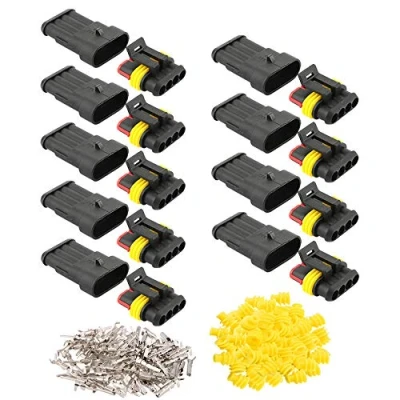 Afbeelding van QitinDasen 9 Set 4 Pin Waterdichte Auto Elektrische Connectoren, Verzegelde Connector Stekke Socket Kit, voor Vrachtwagen Boot
