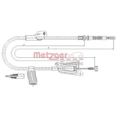 Afbeelding van METZGER 17.0124 Handremkabel Links achter 1650/1495mm Schijfremmen COFLE