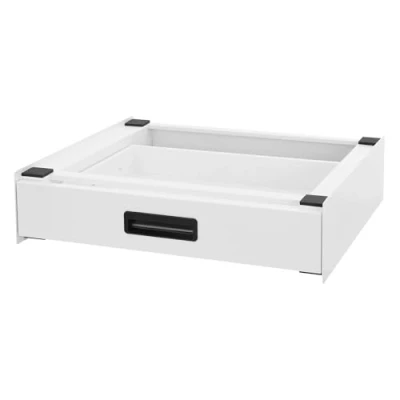 Afbeelding van ML Design Verbindingsframe voor wasmachine en droger met uittrekbare lade, staal, 60x55cm, wit, antislip, tussenset Universeel tussenframe Droogkolom