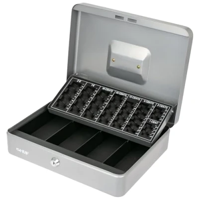 Afbeelding van HMF 4215 09 geldcassette afsluitbaar met muntentelplank 30,5 x 24 8,5 cm zilver