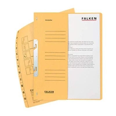 Afbeelding van Origineel Falken 50 stuks bijlagemap. Made in Germany. Gemaakt van gerecycled karton met halve voorklep en professioneel geniet voor DIN A4 chamois map documenten.
