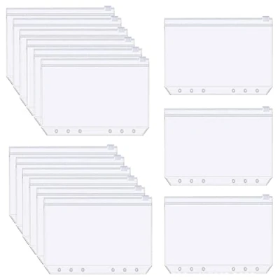 Afbeelding van 25 stuks bindzakken, A5, doorzichtige kunststof ritsvakken, binderzakken, ritssluiting, map, waterdicht, 6 gaten, documententas voor thuis, kantoor, school, benodigdheden