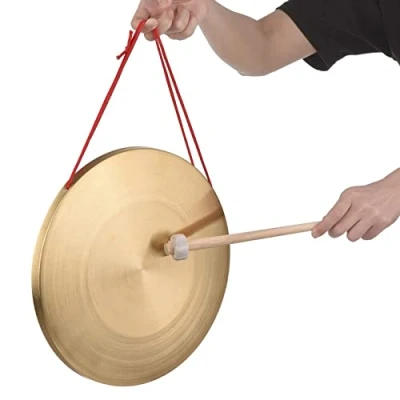 Afbeelding van 32 cm handgong cymbals messing koper gong chapel opera percussie instrument rond spel hamer