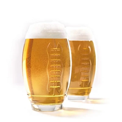 Afbeelding van 40YARDS American Football Beer Glasses (Set of 2) with Raised Seam (600 ml)