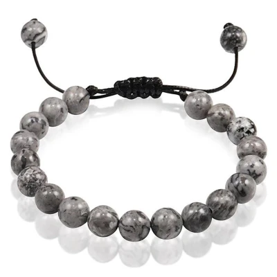 Afbeelding van Verstelbare kralen armband Memphis Grijs Natuursteen 8mm