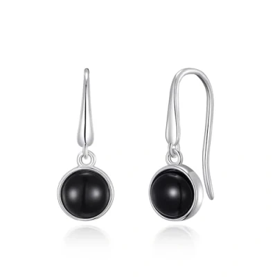 Afbeelding van Philip Jones Zwarte Onyx Oorbellen, Onyx,