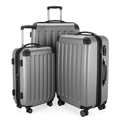Afbeelding van HAUPTSTADTKOFFER Spree 3 delige kofferset 4 dubbele wielen, trolley set, uitbreidbare reiskoffer, (S, M &amp; L), Zilver