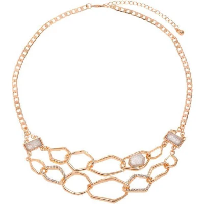 Afbeelding van Behave Klassieke ketting rose kleur met schakels en steentjes