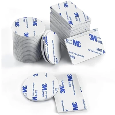 Afbeelding van CANOPUS Witte Dubbelzijdige kleverige Pads Heavy Duty 48 stuks (24 x 50 mm 30 + 24 stks dia) Waterdichte 3 M Sticky Back Foam voor Muur, 3M Pads, Nummerplaat