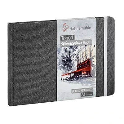Afbeelding van Hahnemuhle 10625171 Getinte aquarel boek, A5 formaat, grijs, Pack van 5