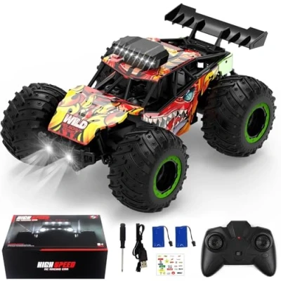 Afbeelding van Comius Sharp op afstand bestuurde auto, 20 km/u en 2,4 GHz, 1:18 monstertruck met 2 koplampen batterijen, drift RC auto voor beginners, ideaal vanaf 6, 7, 8, 9, 10, 11,