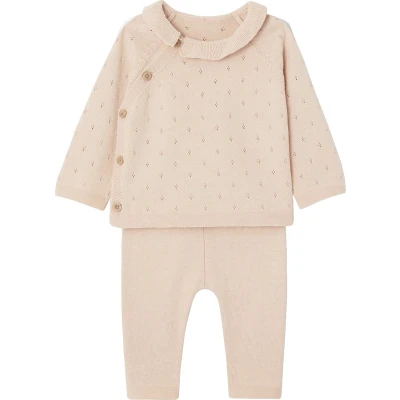 Afbeelding van Vertbaudet Set met gebreide babytrui kraagje en broek