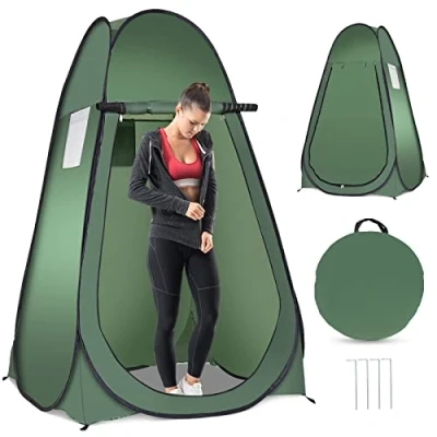 Afbeelding van COSTWAY Pop up Douchetent, toilettent, omkleedtent, bijzettent, campingtent, trekkingtent, strandtent met venster, 190 x 120 cm (groen)