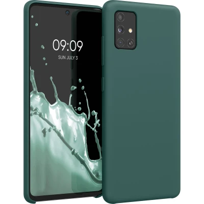 Afbeelding van kwmobile telefoonhoesje geschikt voor Samsung Galaxy A51 Hoesje met siliconen coating Smartphone case in blauwgroen