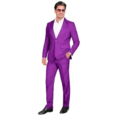 Afbeelding van Widmann Glitter &amp; Glamour Kostuum Dress To Impress Paars Man Medium Carnavalskleding Verkleedkleding