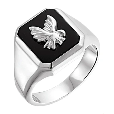 Afbeelding van Trendjuwelier huiscollectie Zegelring Adelaar Onyx Zilver