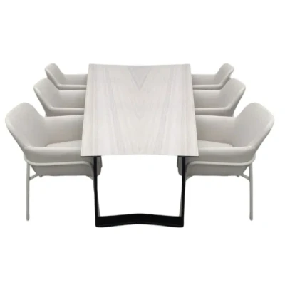 Afbeelding van Set van Teeburu tafel 240x100x76 cm travertin en 6 Take stoelen salix/wheat Yoi