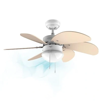 Afbeelding van Cecotec plafondventilator EnergySilence 3600 Vision Sunlight, 50 W, diameter 92 cm, lamp, 3 snelheden, 6 omkeerbare messen, zomer /winterfunctie, kettingschakelaar, wit/geel