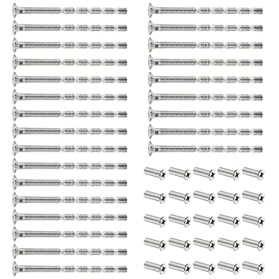 Afbeelding van Yangfei 50 stuks hulsschroeven M4, verbindingsschroeven M4 x 60 mm afscheurschroef met hulzen ijzer vernikkeld voor deurgrepen meubelverbinders