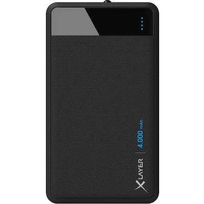 Afbeelding van XLayer Colour Line Powerbank Zwart Lithium Polymeer (LiPo) 4000 mAh Geschikt voor Smartphones of Tablets Kleine Accu Onderweg
