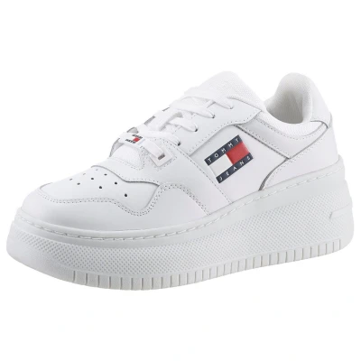 Afbeelding van Tommy Jeans Retro Basket Flatform Sneakers laag, Dames, Maat: 35, White Leer en textiel