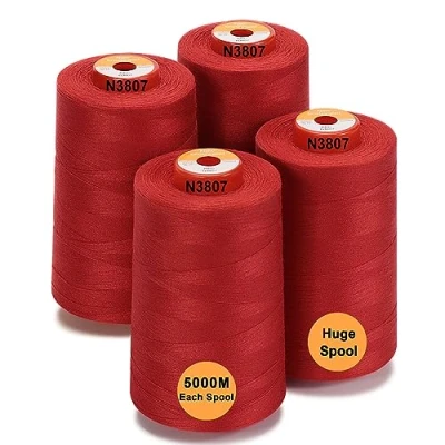 Afbeelding van New brothread 28 Opties 4 Grote Kegels van 5000m polyester naaigaren voor alle doeleinden 40S/2 (Tex27) naaien, quilten, patchwork, serger en overlock Red
