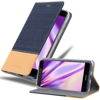 Afbeelding van Cadorabo Hoesje geschikt voor Huawei P8 LITE 2017 / P9 in DONKERBLAUW BRUIN Beschermhoes met magnetische sluiting, standfunctie en kaartvakje Book Case Cover Etui