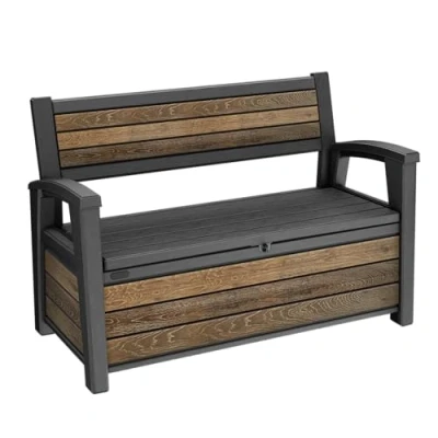 Afbeelding van Keter Tuinbank Deco, houtlook walnoot, opbergruimte, 227 l, 151,7 x 72,5 70 H cm