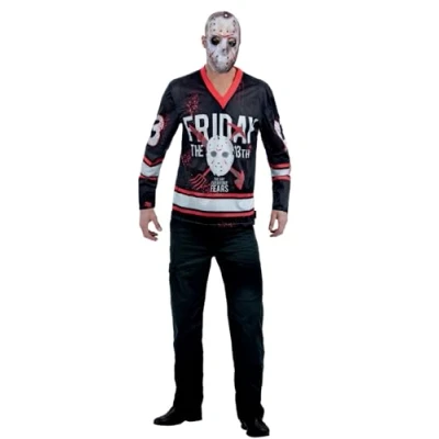 Afbeelding van Smiffy&#039;s Horror Films Kostuum Fear Team Friday The 13th Man Zwart, Wit / Beige Large Halloween Verkleedkleding
