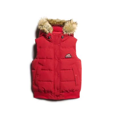 Afbeelding van Superdry Vrouwen Everest Bodywarmer van Imitatiebont Rood Grootte: 40