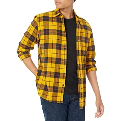 Afbeelding van Amazon Essentials Men&#039;s Flanellen overhemd met lange mouwen (verkrijgbaar in grote en maten), Geel Plaid, XL