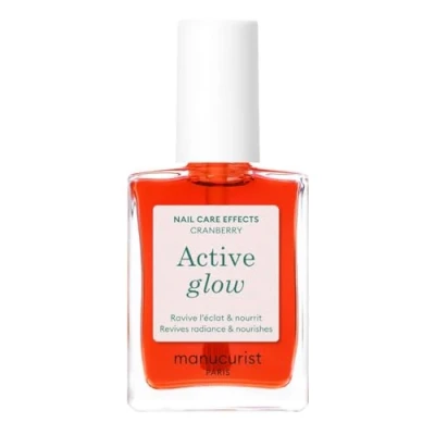 Afbeelding van Manucurist Active Glow Cranberry All in One Perfecter Nagellak &amp; Verzorging Veganistisch Made France Ultra Glowy Coral Mirror Like Shine Nagelverzachter Plantaardige ingrediënten